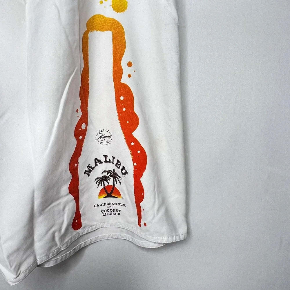 Malibu White Board Shorts Mens Large Graphic Cargo Pocket‎ Swim Trunks